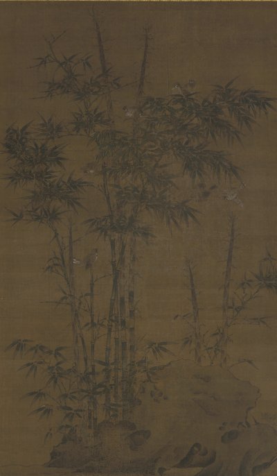 Bambus a vrabci, dynastie Jüan nebo Ming, konec 14. století od Chinese School