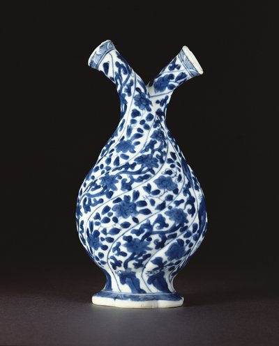 Modrá a bílá dvojitá láhev v evropské skleněné formě, období Kangxi (1662-1722) (porcelán) od Chinese School