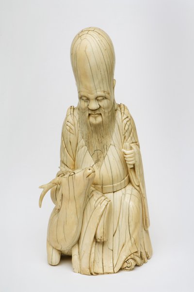 Vyřezávaná slonovinová figura Shou Xing sedícího s jelenem, kolem 1580-1644 od Chinese School