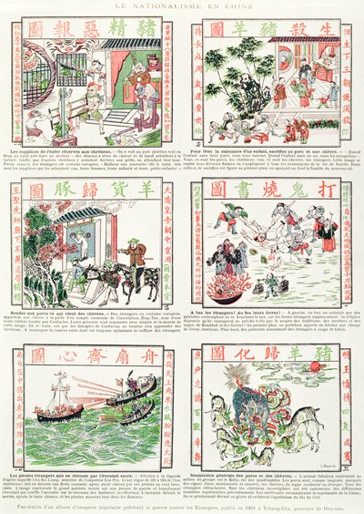 Čínské nacionalistické a protievropské snímky, z faksimilního alba populárních snímků kážících válku proti cizincům, 1891 od Chinese School
