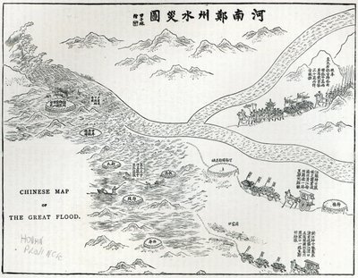 Čínská mapa Velké povodně, z „Hodina volného času“, 1888 od Chinese School