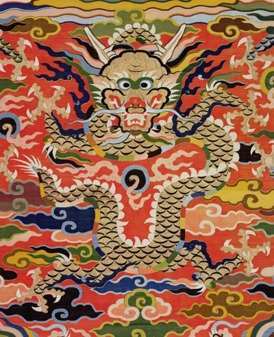 Detail látky zobrazující pětidraka Kossu, období Wanli, 1573-1619 (hedvábí) (viz 206710) od Chinese School