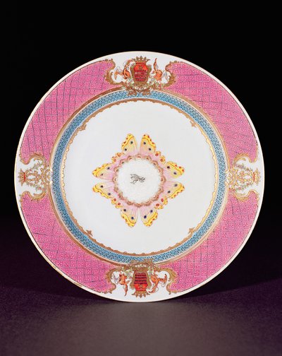 Jídelní talíř malovaný smalty Famille Rose s rameny Grimaldi di Castro, období Yongzheng (1723-35) kolem roku 1735 (porcelán) od Chinese School