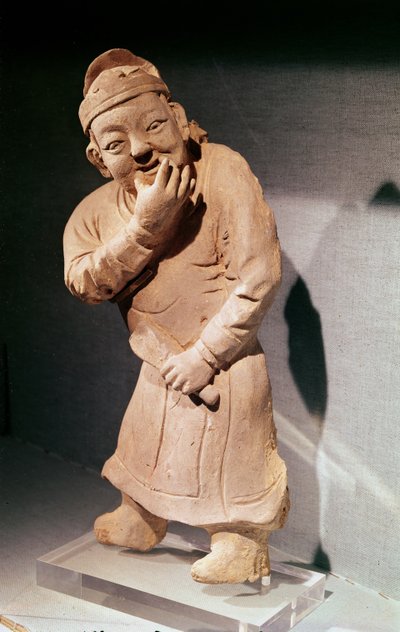 Figurka pískajícího herce z Jiaozuo, Henan, dynastie Yuan (1271-1368) (terakota) od Chinese School
