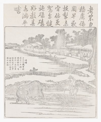 Harrowing the rice paddy, 18. století od Chinese School