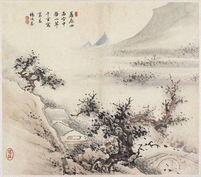 Krajina (inkoust a barvy na papíře) od Chinese School
