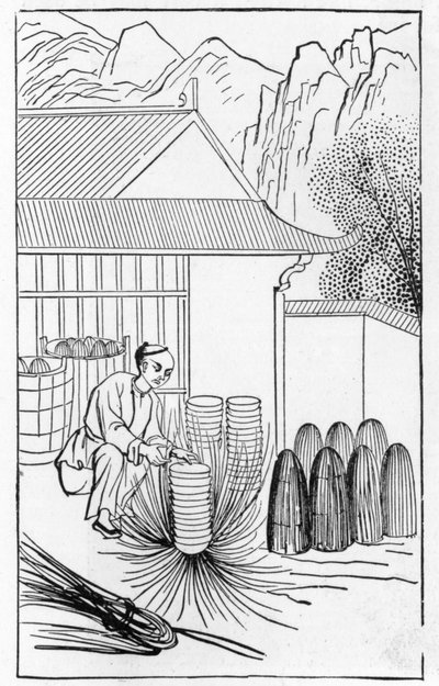 Balicí porcelán, ze série ilustrací o výrobě porcelánu (viz 384116 a 384117 pro celou sérii) od Chinese School