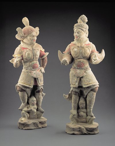 Pár figurek Lokapala, dynastie Tang (618-907) (hliněné zboží) od Chinese School