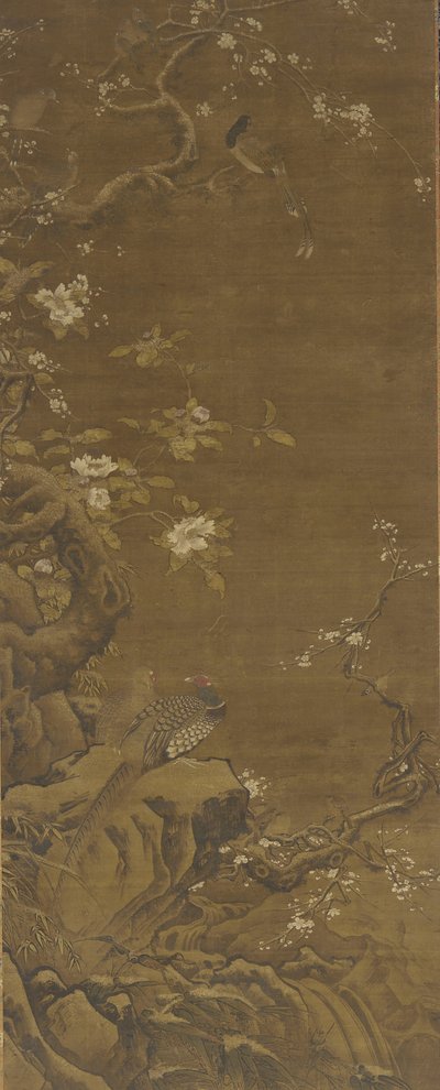 Bažanti a zasněžené švestkové květy, dynastie Ming nebo Qing, 15.–18. od Chinese School