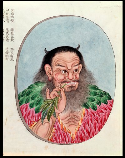 Legendární císař Shen-Nung, ilustrace z pera Tsao, 18.-19. od Chinese School