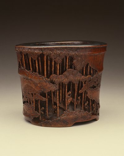 Velký štětec se sedmi mudrci z Bamboo Grove při jejich literárních pronásledováních v bambusovém lese, období Kang-hsi (1662–1722), dynastie Ching (vyřezávaný bambus) od Chinese School Chinese School