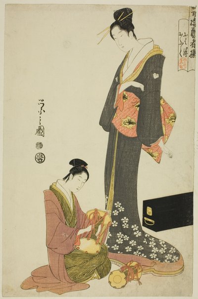 Ohana a Ofuku, ze série „Výběr bavičů z Pleasure Quarters (Seiro geisha sen)“ od Chobunsai Eishi