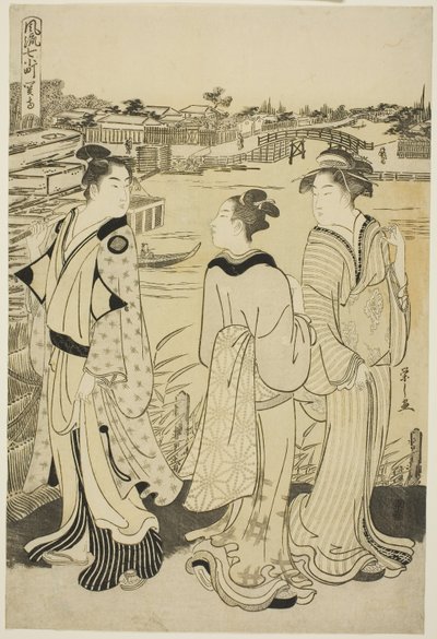 Ono no Komachi at Seki Temple, from the series The Fashionable Seven Komachi (Furyu nana Komachi), c.1788 (colour woodblock print; oban) od Chobunsai Eishi