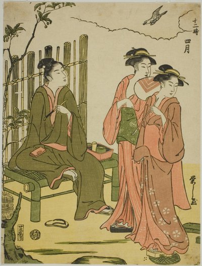 Čtvrtý měsíc (Shigatsu), ze série "Dvanáct měsíců (Juni toki)" od Chobunsai Eishi