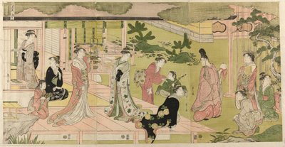 Wakana, část 1 (Wakana, jo), ze série "Módní parodie na příběh Genji (Furyu yatsushi Genji)" od Chobunsai Eishi