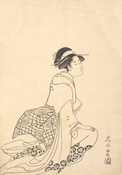 Žena klečící. od Chokosai Eisho