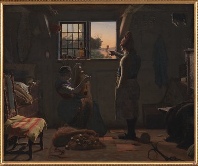 Rybář ukazuje své dceři loď odplouvající pryč od Christen Dalsgaard