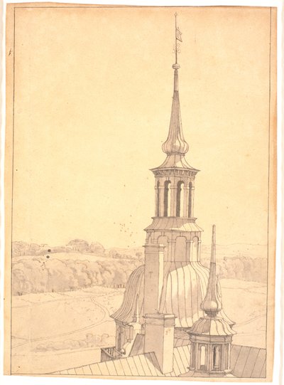 Jedna z malých věží na zámku Frederiksborg od Christen Købke
