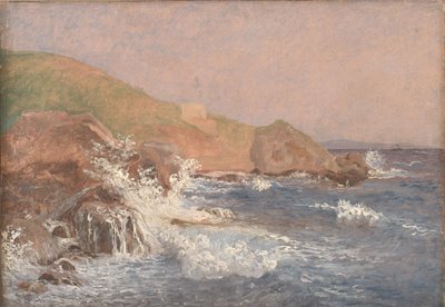 Rozbouřené moře na skalnatém pobřeží, Capri od Christen Købke