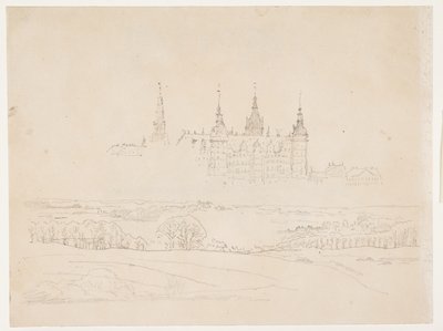 Studie pro Glyptotekův "Podzimní krajina. Zámek Frederiksborg uprostřed" od Christen Købke