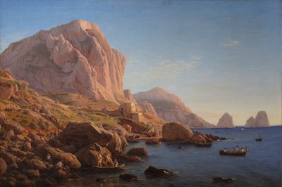 Skalnaté pobřeží, Capri. Po východu slunce od Christen Købke