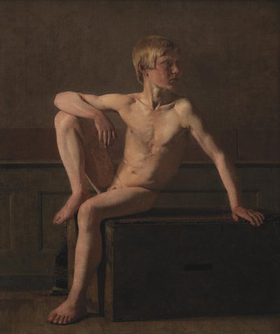 Nahá postava. Sedící chlapec od Christen Købke