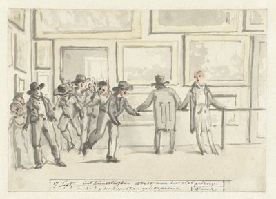 Návštěvníci na výstavě umění v Amsterdamu v roce 1808 od Christiaan Andriessen