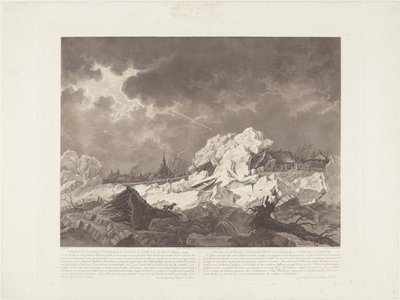 Pohled na Ysgang a Dykbreak u Vuuren od Gorcuma dne 22. února 1799 / Vue des Glaces qui S