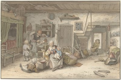 Interiér s rolnickou rodinou od Christiaan Josi