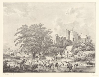 Stádo dobytka na troskách hradu Brederode Kasteel od Christiaan Josi