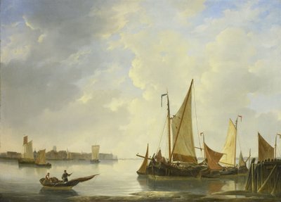 Pohled na Dordrecht z Papendrechtu od Christiaan Lodewijk Willem Dreibholtz