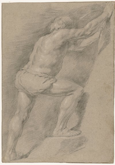 Studie nahého muže se zvednutou nohou od Christiaen Gillisz. van Couwenberg (attributed to)