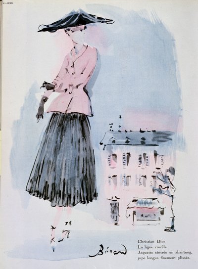 Módní talíř od Christiana Diora, ilustrace z časopisu 