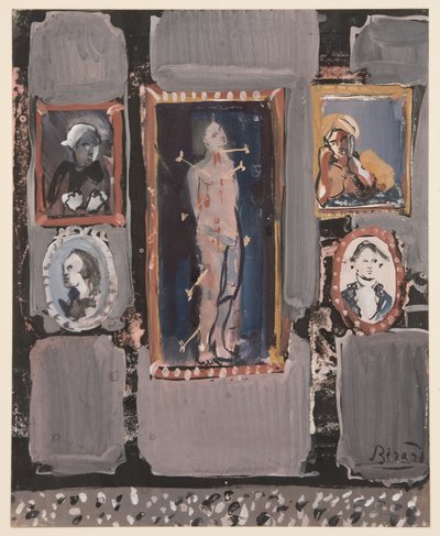 Svatý Šebestián na šedém pozadí, c. 1935-1945 (kvaš na papíře) od Christian Bérard