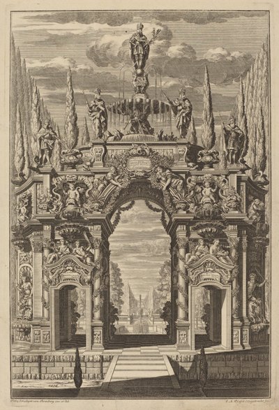 Triumfální oblouk pro Fridricha IV od Christian Engelbrecht and Johann Andreas Pfeffel, after Peter Schubert von Ehrenberg