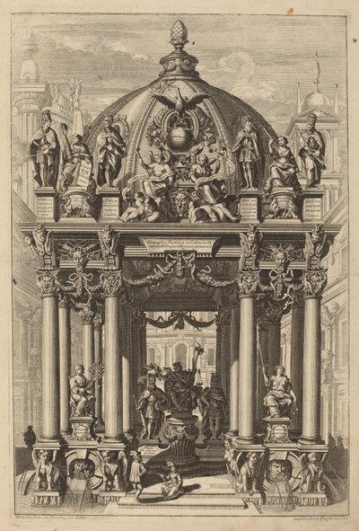 Vítězný oblouk pro Lotaria II od Christian Engelbrecht and Johann Andreas Pfeffel, after Peter Schubert von Ehrenberg