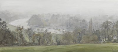 V mlze (stříbrná) - Temže z Richmond Hill, mlhy, 2015 (olej na plátně) od Christian Furr