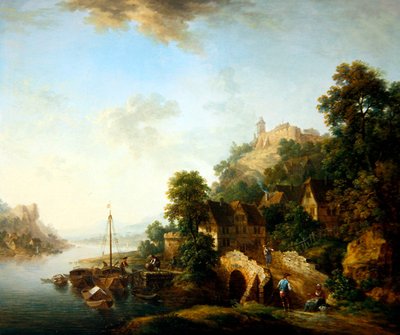 Pohled na vesnici Braubach (olej na mědi) od Christian Georg I Schutz