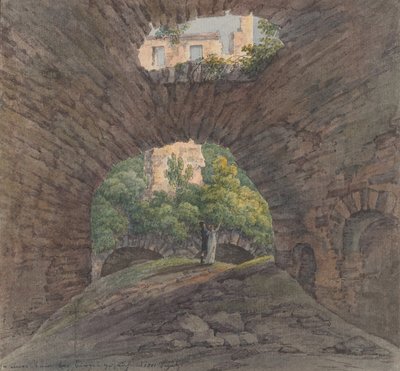 Mladý pár si prohlíží ruiny poblíž Bingenu, 1801. od Christian Georg Schutz