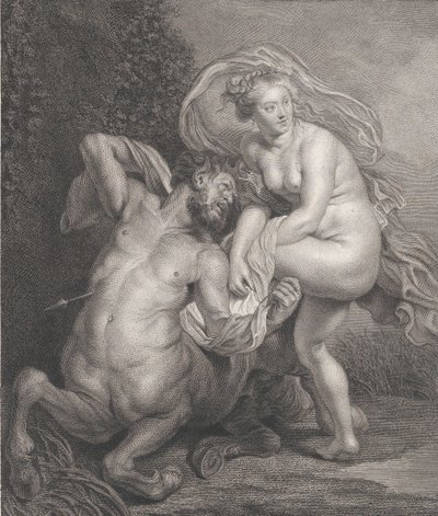 Deianeira dostává otrávenou tuniku od Nessuse a zraněný kentaur padá do..., 1778. od Christian Gottfried Schulze