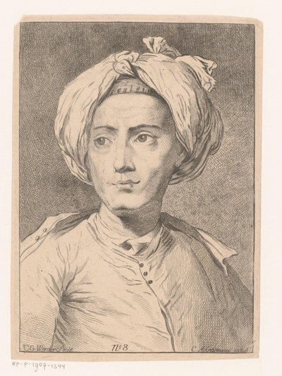 Portrét muže, možná autoportrét Christiana Gottlieba Wernera od Christian Gottlieb Werner (prentmaker)