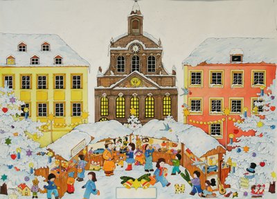 Vánoční trh, 2001 (akvarel na papíře) od Christian Kaempf
