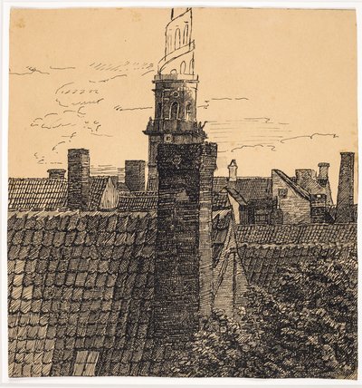 Pohled přes střechy směrem na Frelsers Kirke od Christian Kongstad Petersen