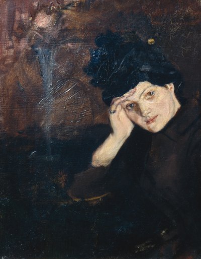 Albertine s černým kloboukem od Christian Krohg