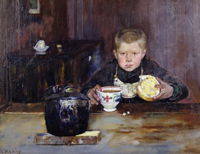 Pochůzkář pije kávu od Christian Krohg