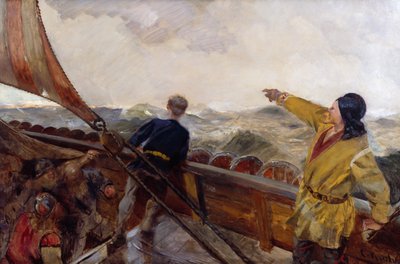 Leiv Eiriksson objevuje Ameriku od Christian Krohg