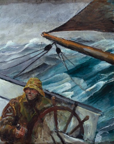 Mate u kormidla (olej na plátně) od Christian Krohg