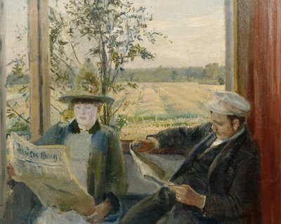Oda čte noviny Verdens Gang od Christian Krohg