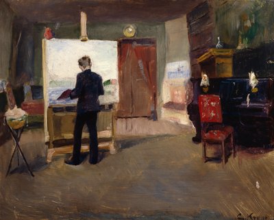 Taidemaalari Nils Hansteen studiossa od Christian Krohg