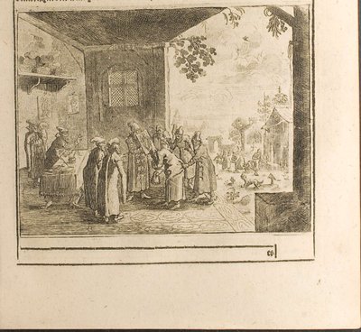 Ilustrace obřadu soudní přísahy z Cesty k velkému vévodovi z Muscovy a králi Persie od Christian Lorenzen Rothgiesser